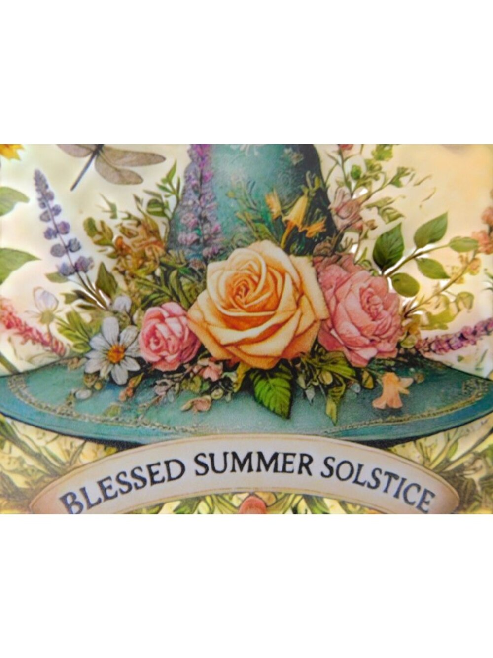 Blessed Summer Solstice Metal Tin Sign 8x8 Round Wall Decor With Floral Hat - Picture 9 of 10